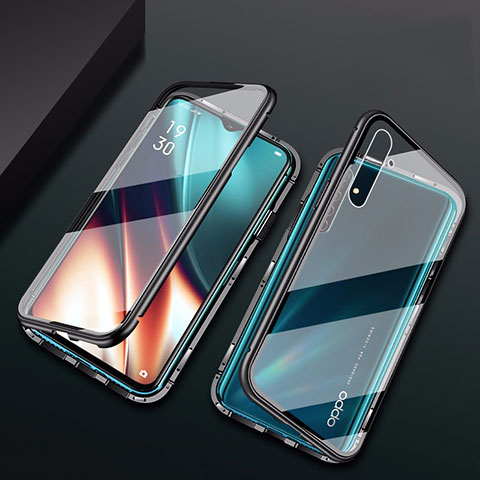 Coque Rebord Bumper Luxe Aluminum Metal Miroir 360 Degres Housse Etui Aimant M01 pour Realme XT Noir