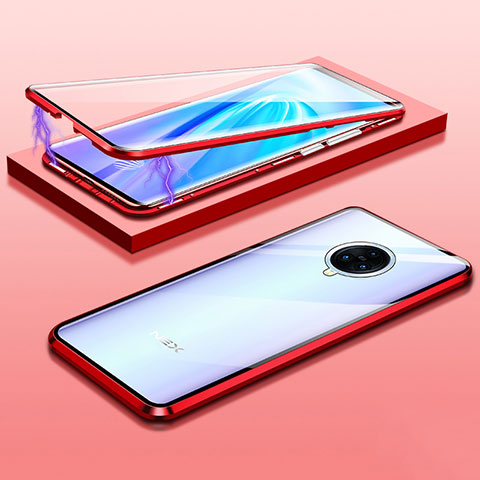 Coque Rebord Bumper Luxe Aluminum Metal Miroir 360 Degres Housse Etui Aimant M01 pour Vivo Nex 3 Rouge