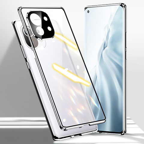 Coque Rebord Bumper Luxe Aluminum Metal Miroir 360 Degres Housse Etui Aimant M01 pour Xiaomi Mi 11 Lite 4G Argent