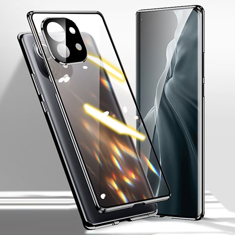 Coque Rebord Bumper Luxe Aluminum Metal Miroir 360 Degres Housse Etui Aimant M01 pour Xiaomi Mi 11 Lite 5G Noir