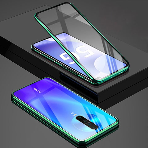 Coque Rebord Bumper Luxe Aluminum Metal Miroir 360 Degres Housse Etui Aimant M01 pour Xiaomi Poco X2 Vert