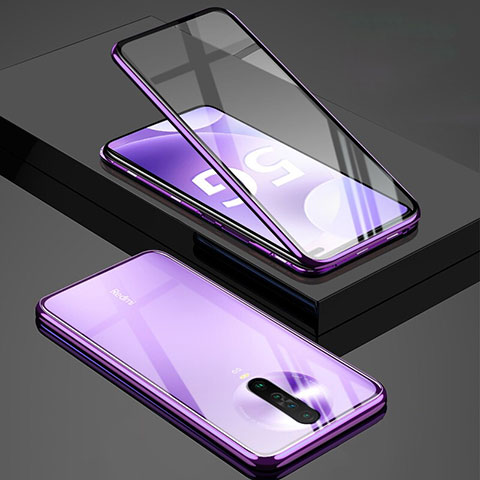 Coque Rebord Bumper Luxe Aluminum Metal Miroir 360 Degres Housse Etui Aimant M01 pour Xiaomi Redmi K30 5G Violet