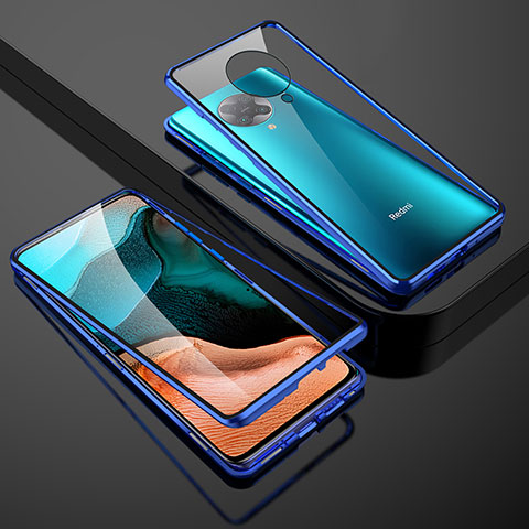 Coque Rebord Bumper Luxe Aluminum Metal Miroir 360 Degres Housse Etui Aimant M01 pour Xiaomi Redmi K30 Pro Zoom Bleu