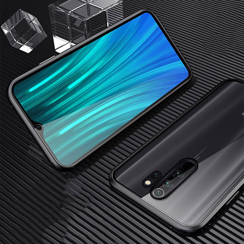 Coque Rebord Bumper Luxe Aluminum Metal Miroir 360 Degres Housse Etui Aimant M01 pour Xiaomi Redmi Note 8 Pro Noir