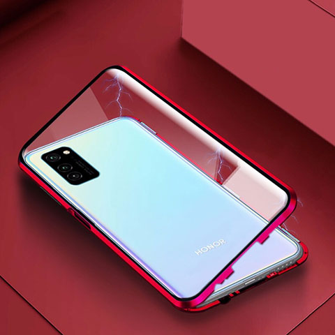 Coque Rebord Bumper Luxe Aluminum Metal Miroir 360 Degres Housse Etui Aimant M02 pour Huawei Honor V30 5G Rouge