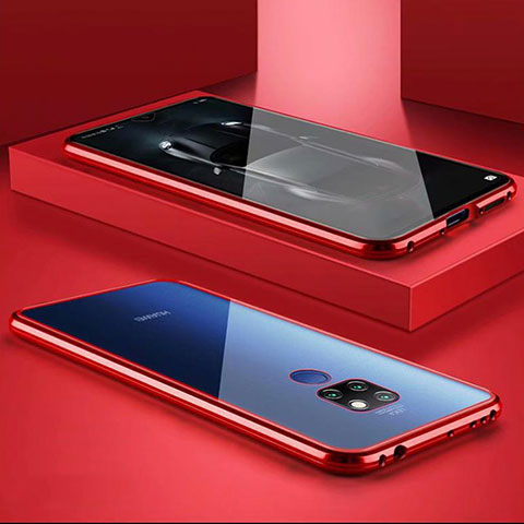 Coque Rebord Bumper Luxe Aluminum Metal Miroir 360 Degres Housse Etui Aimant M02 pour Huawei Mate 30 Lite Rouge