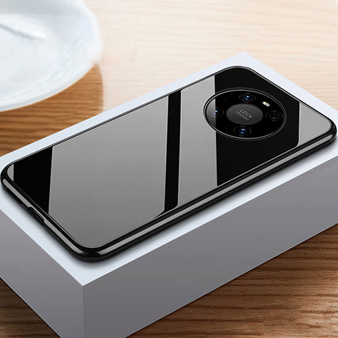 Coque Rebord Bumper Luxe Aluminum Metal Miroir 360 Degres Housse Etui Aimant M02 pour Huawei Mate 40E Pro 5G Noir