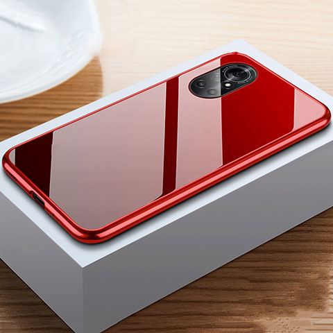 Coque Rebord Bumper Luxe Aluminum Metal Miroir 360 Degres Housse Etui Aimant M02 pour Huawei Nova 8 5G Rouge et Noir