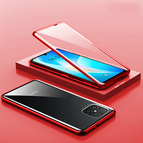 Coque Rebord Bumper Luxe Aluminum Metal Miroir 360 Degres Housse Etui Aimant M02 pour Huawei Nova 8 SE 5G Rouge