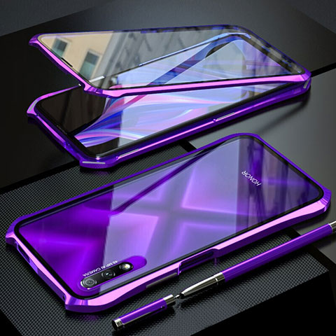 Coque Rebord Bumper Luxe Aluminum Metal Miroir 360 Degres Housse Etui Aimant M02 pour Huawei P Smart Z (2019) Violet