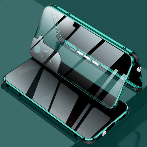 Coque Rebord Bumper Luxe Aluminum Metal Miroir 360 Degres Housse Etui Aimant M02 pour Samsung Galaxy S25 Plus 5G Vert