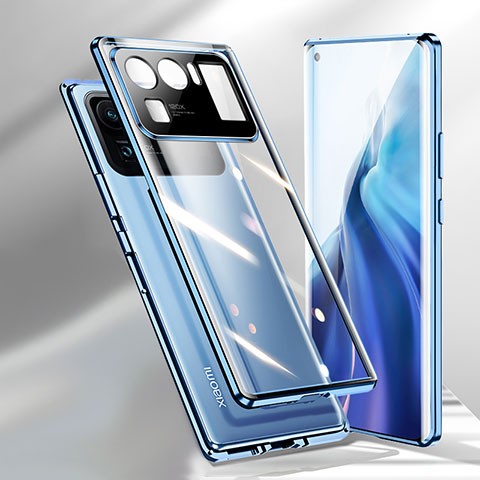 Coque Rebord Bumper Luxe Aluminum Metal Miroir 360 Degres Housse Etui Aimant M02 pour Xiaomi Mi 11 Ultra 5G Bleu