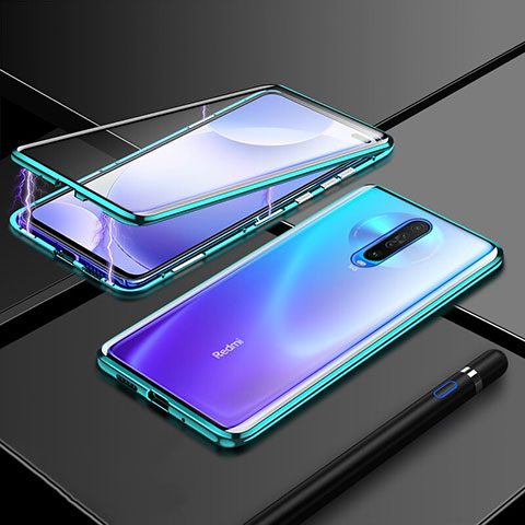 Coque Rebord Bumper Luxe Aluminum Metal Miroir 360 Degres Housse Etui Aimant M02 pour Xiaomi Poco X2 Vert