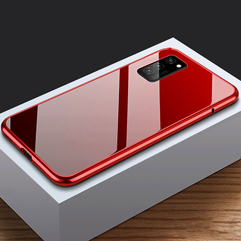 Coque Rebord Bumper Luxe Aluminum Metal Miroir 360 Degres Housse Etui Aimant M03 pour Huawei Honor V30 5G Vin Rouge