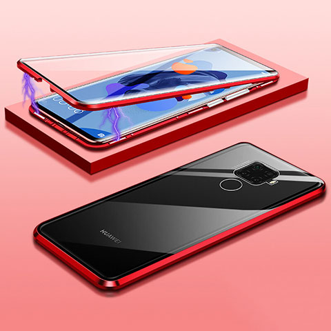 Coque Rebord Bumper Luxe Aluminum Metal Miroir 360 Degres Housse Etui Aimant M03 pour Huawei Mate 30 Lite Rouge