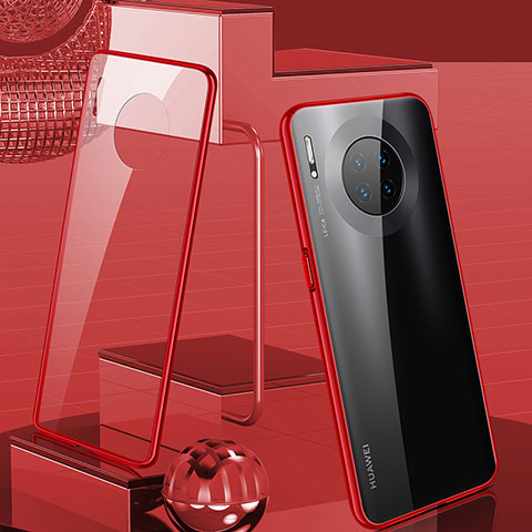 Coque Rebord Bumper Luxe Aluminum Metal Miroir 360 Degres Housse Etui Aimant M03 pour Huawei Mate 30 Pro Rouge