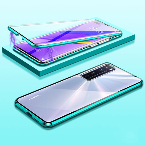 Coque Rebord Bumper Luxe Aluminum Metal Miroir 360 Degres Housse Etui Aimant M03 pour Huawei Nova 7 Pro 5G Vert