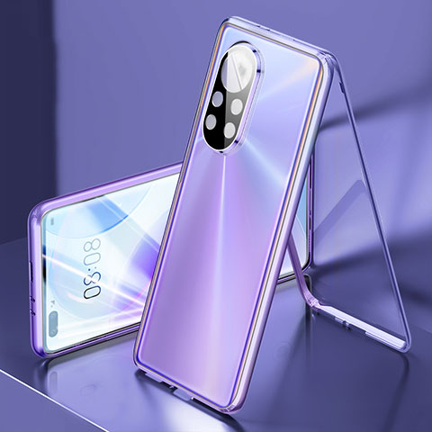 Coque Rebord Bumper Luxe Aluminum Metal Miroir 360 Degres Housse Etui Aimant M03 pour Huawei Nova 8 Pro 5G Violet