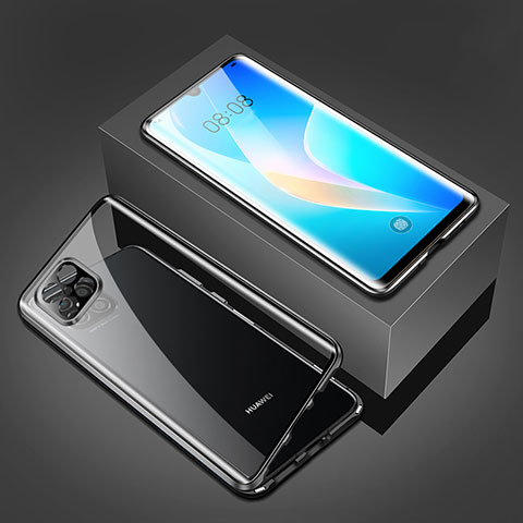 Coque Rebord Bumper Luxe Aluminum Metal Miroir 360 Degres Housse Etui Aimant M03 pour Huawei Nova 8 SE 5G Noir