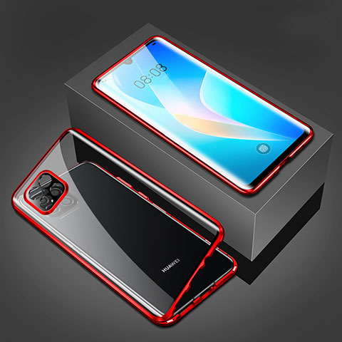 Coque Rebord Bumper Luxe Aluminum Metal Miroir 360 Degres Housse Etui Aimant M03 pour Huawei Nova 8 SE 5G Rouge