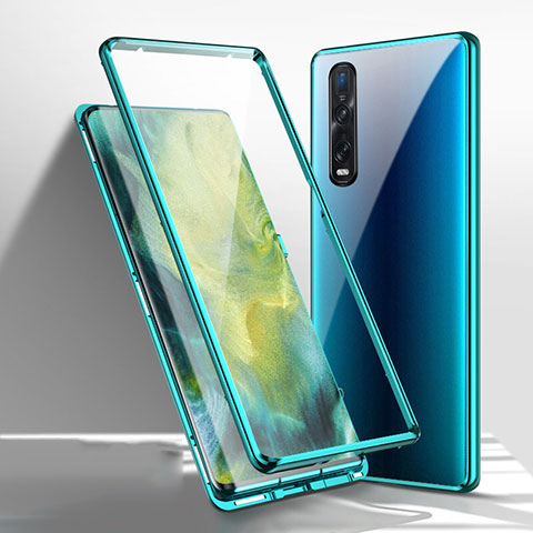 Coque Rebord Bumper Luxe Aluminum Metal Miroir 360 Degres Housse Etui Aimant M03 pour Oppo Find X2 Pro Vert