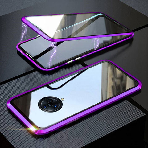 Coque Rebord Bumper Luxe Aluminum Metal Miroir 360 Degres Housse Etui Aimant M03 pour Vivo Nex 3 Violet