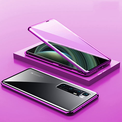 Coque Rebord Bumper Luxe Aluminum Metal Miroir 360 Degres Housse Etui Aimant M03 pour Xiaomi Mi 10 Ultra Violet