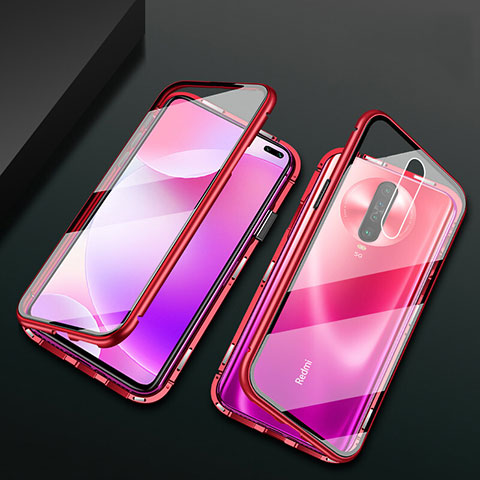 Coque Rebord Bumper Luxe Aluminum Metal Miroir 360 Degres Housse Etui Aimant M03 pour Xiaomi Poco X2 Rouge