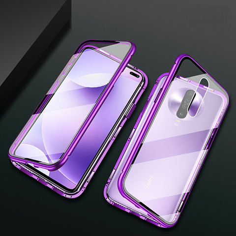 Coque Rebord Bumper Luxe Aluminum Metal Miroir 360 Degres Housse Etui Aimant M03 pour Xiaomi Poco X2 Violet