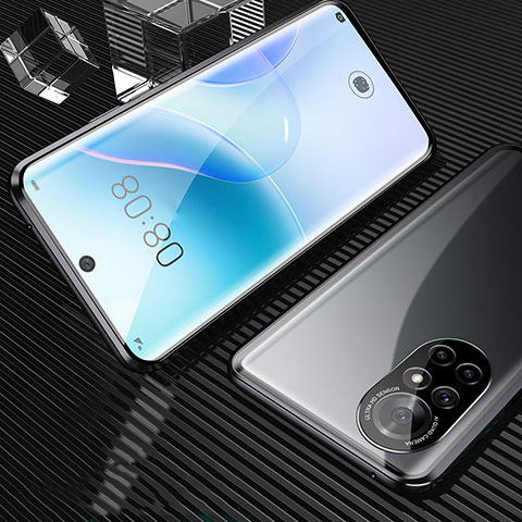 Coque Rebord Bumper Luxe Aluminum Metal Miroir 360 Degres Housse Etui Aimant M04 pour Huawei Nova 8 5G Noir