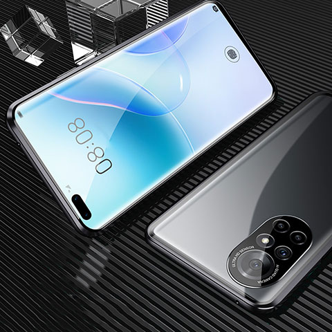 Coque Rebord Bumper Luxe Aluminum Metal Miroir 360 Degres Housse Etui Aimant M04 pour Huawei Nova 8 Pro 5G Noir