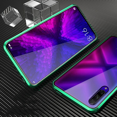 Coque Rebord Bumper Luxe Aluminum Metal Miroir 360 Degres Housse Etui Aimant M04 pour Huawei P Smart Pro (2019) Vert