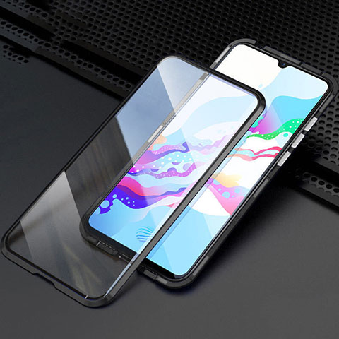 Coque Rebord Bumper Luxe Aluminum Metal Miroir 360 Degres Housse Etui Aimant M04 pour Oppo A9 (2020) Noir