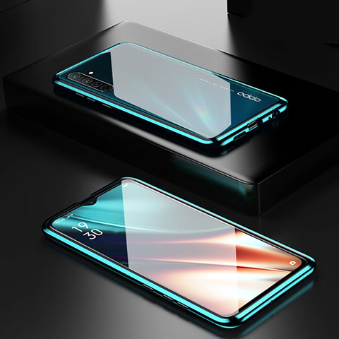 Coque Rebord Bumper Luxe Aluminum Metal Miroir 360 Degres Housse Etui Aimant M04 pour Oppo K5 Vert