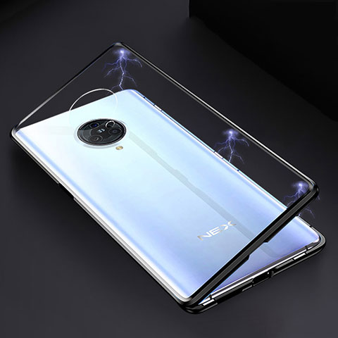 Coque Rebord Bumper Luxe Aluminum Metal Miroir 360 Degres Housse Etui Aimant M04 pour Vivo Nex 3 Noir