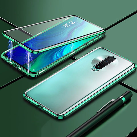 Coque Rebord Bumper Luxe Aluminum Metal Miroir 360 Degres Housse Etui Aimant M04 pour Xiaomi Poco X2 Vert