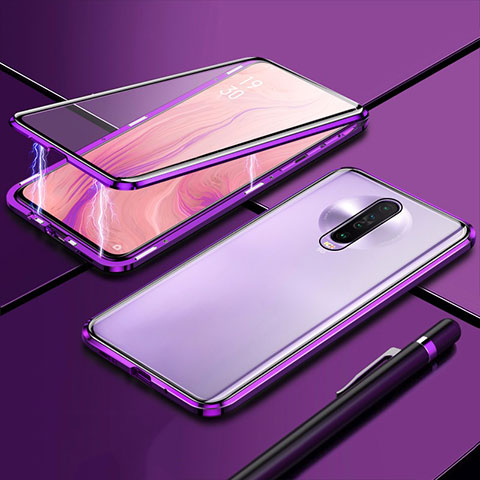 Coque Rebord Bumper Luxe Aluminum Metal Miroir 360 Degres Housse Etui Aimant M04 pour Xiaomi Redmi K30 4G Violet