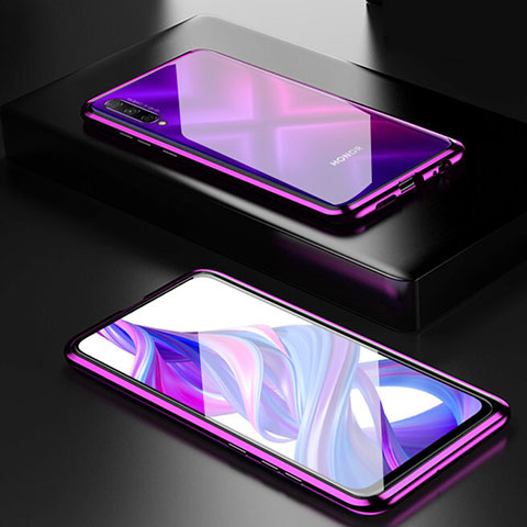 Coque Rebord Bumper Luxe Aluminum Metal Miroir 360 Degres Housse Etui Aimant M05 pour Huawei P Smart Pro (2019) Violet