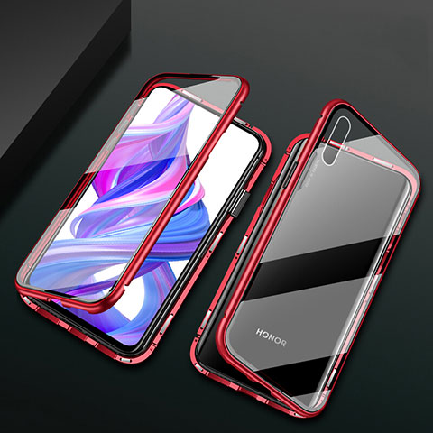 Coque Rebord Bumper Luxe Aluminum Metal Miroir 360 Degres Housse Etui Aimant M05 pour Huawei P Smart Z (2019) Rouge