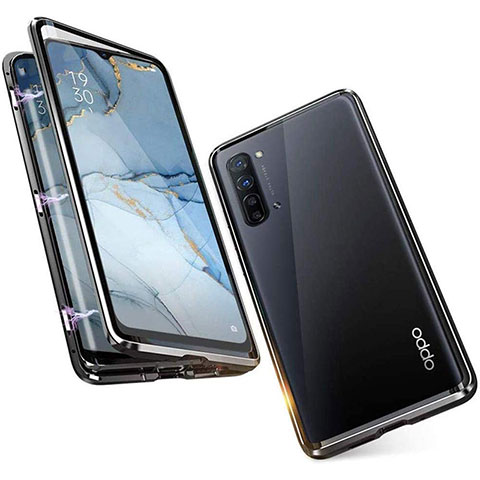 Coque Rebord Bumper Luxe Aluminum Metal Miroir 360 Degres Housse Etui Aimant M05 pour Oppo K7 5G Noir