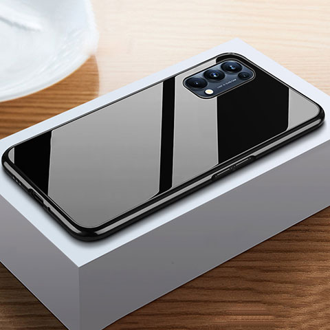 Coque Rebord Bumper Luxe Aluminum Metal Miroir 360 Degres Housse Etui Aimant M05 pour Oppo Reno5 5G Noir