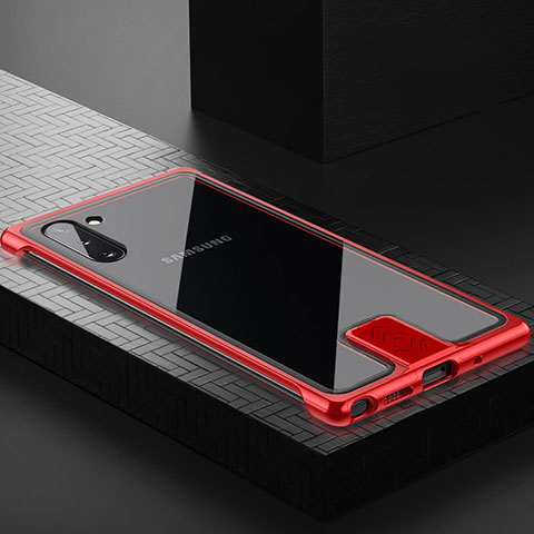 Coque Rebord Bumper Luxe Aluminum Metal Miroir 360 Degres Housse Etui Aimant M05 pour Samsung Galaxy Note 10 5G Rouge