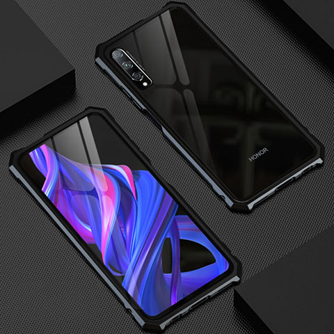 Coque Rebord Bumper Luxe Aluminum Metal Miroir 360 Degres Housse Etui Aimant M06 pour Huawei Y9s Noir