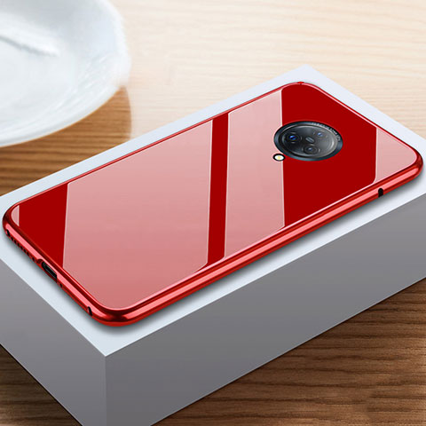 Coque Rebord Bumper Luxe Aluminum Metal Miroir 360 Degres Housse Etui Aimant M06 pour Vivo Nex 3S Rouge