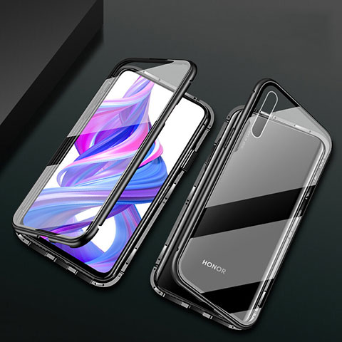 Coque Rebord Bumper Luxe Aluminum Metal Miroir 360 Degres Housse Etui Aimant M07 pour Huawei Y9s Noir