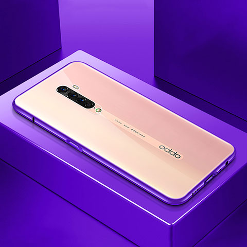 Coque Rebord Bumper Luxe Aluminum Metal Miroir 360 Degres Housse Etui Aimant M07 pour Oppo Reno2 Violet