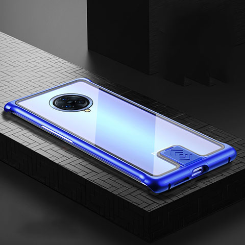 Coque Rebord Bumper Luxe Aluminum Metal Miroir 360 Degres Housse Etui Aimant M07 pour Vivo Nex 3S Bleu