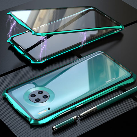 Coque Rebord Bumper Luxe Aluminum Metal Miroir 360 Degres Housse Etui Aimant M08 pour Huawei Mate 30 5G Vert