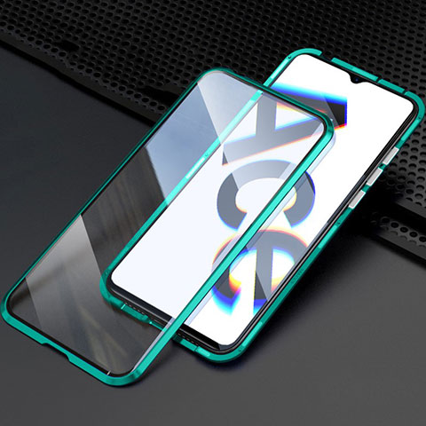 Coque Rebord Bumper Luxe Aluminum Metal Miroir 360 Degres Housse Etui Aimant M08 pour Oppo Reno Ace Vert