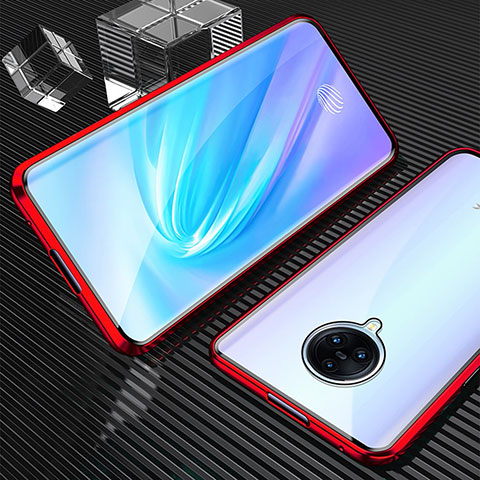 Coque Rebord Bumper Luxe Aluminum Metal Miroir 360 Degres Housse Etui Aimant M09 pour Vivo Nex 3 Rouge